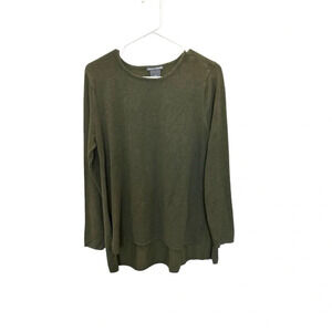 Chelsea + Theodore Olive Green Knit High Low Tunic Sweater Long Sleeve Size L